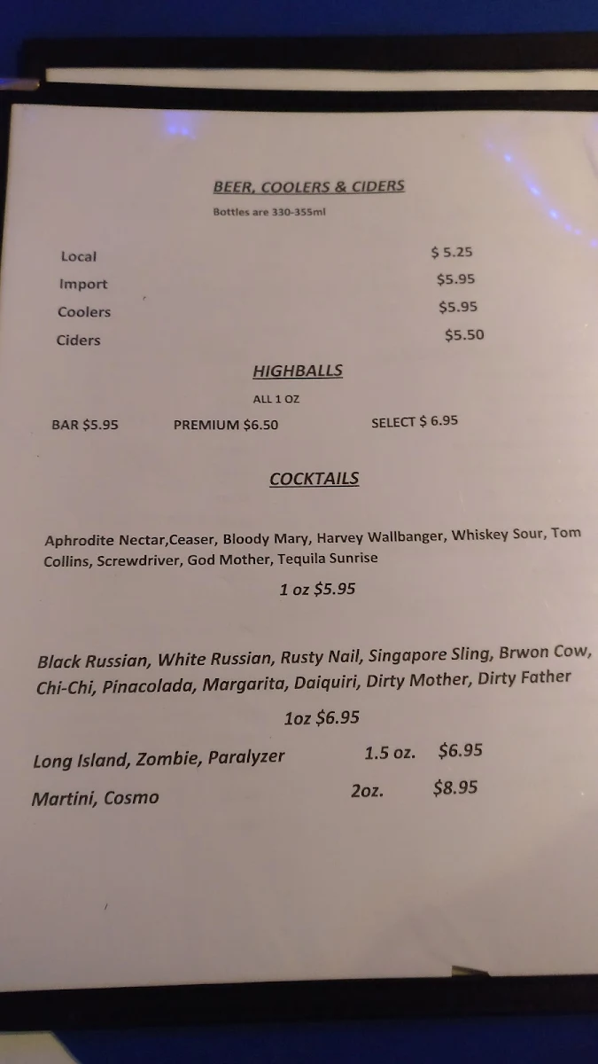 Menu, Pyrgos Taverna