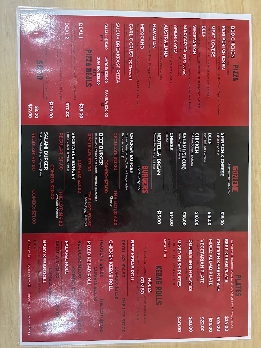 Menu, Oi Oi Kebab