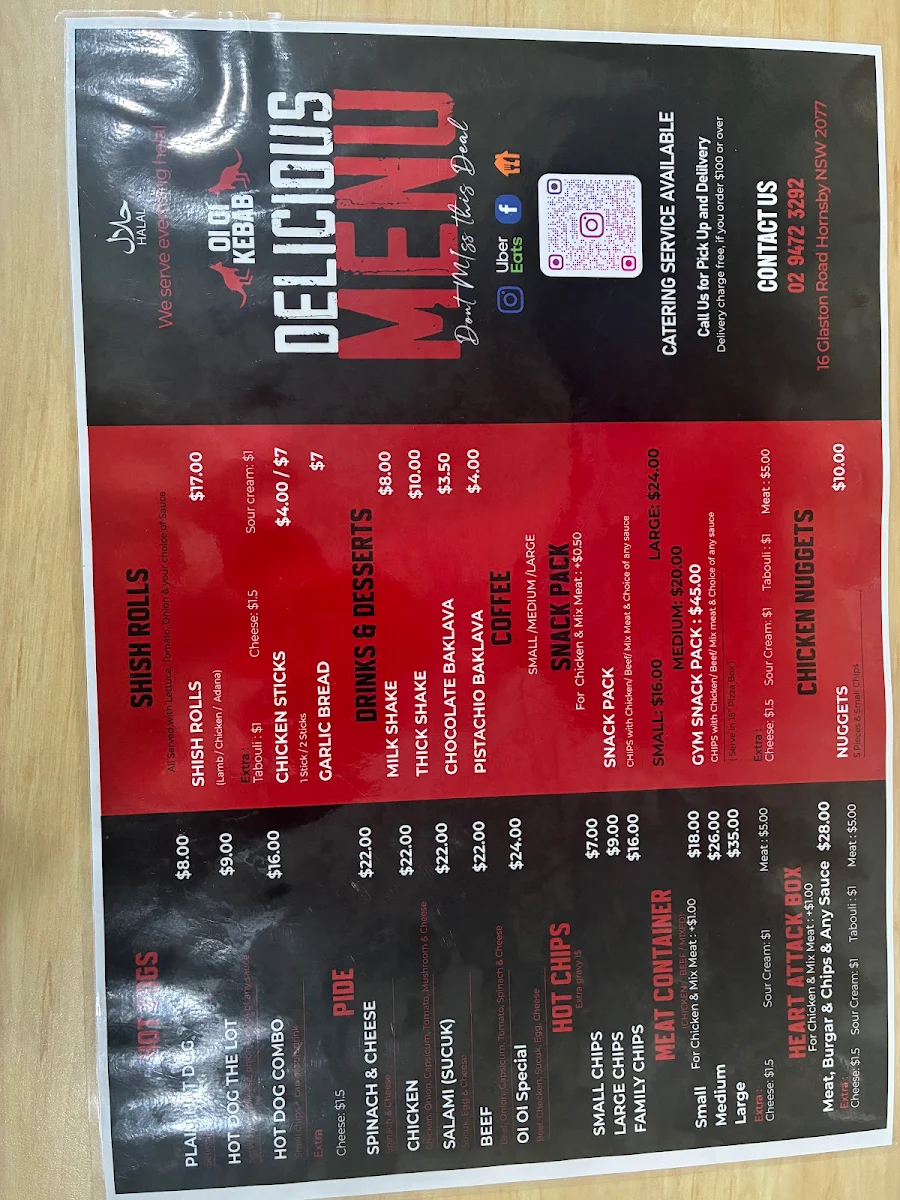 Menu, Oi Oi Kebab