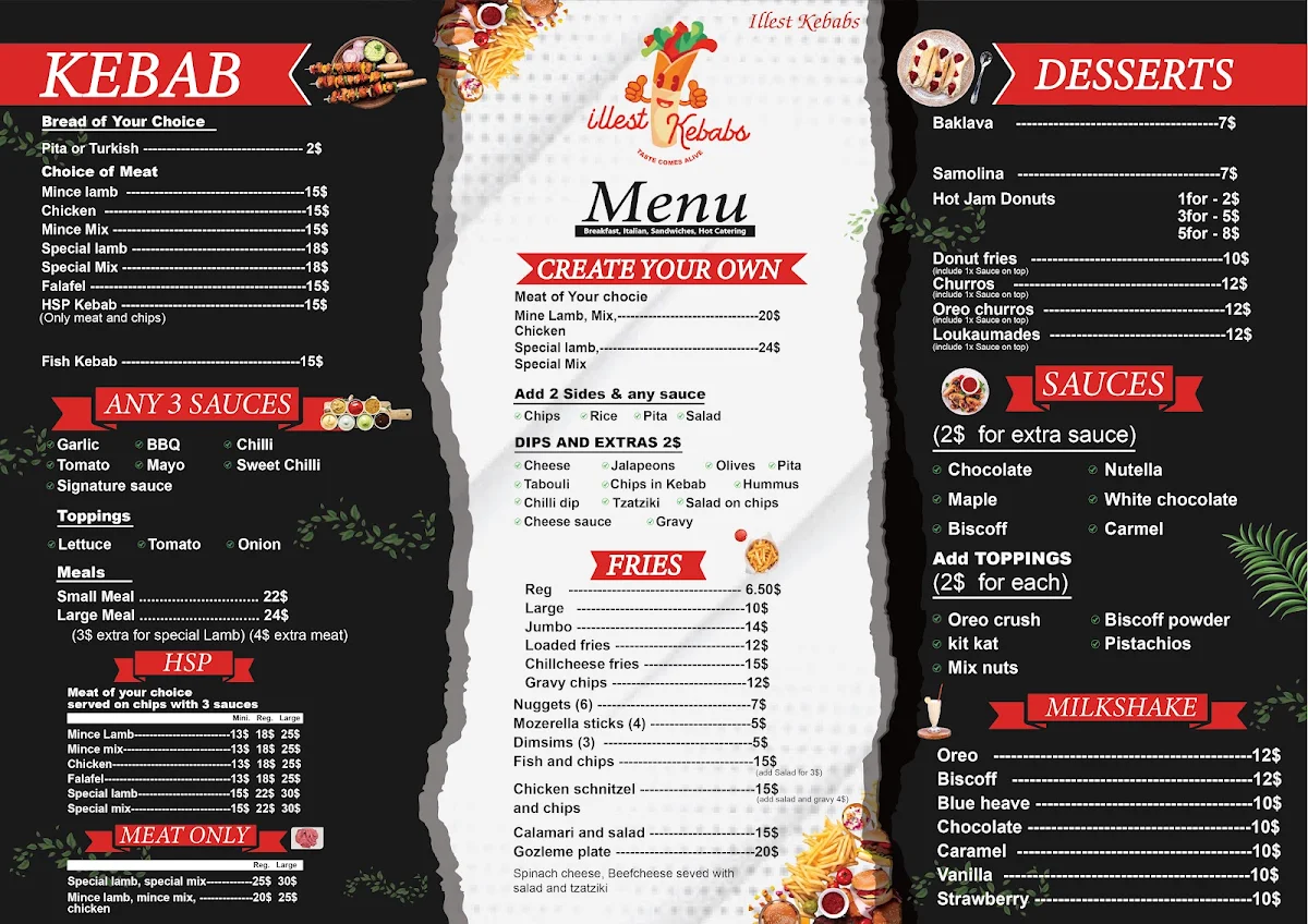 Menu, ILLEST KEBABS