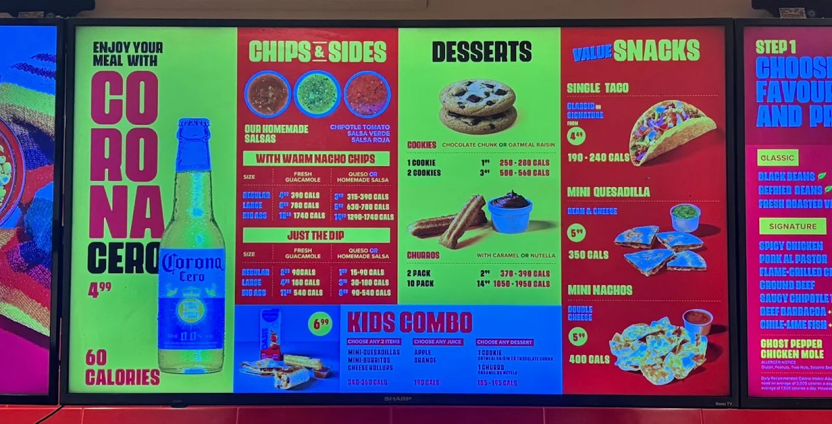 Menu, Quesada Burritos & Tacos