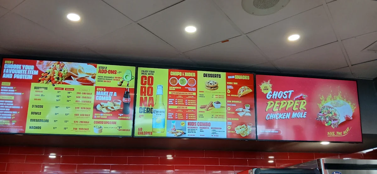 Menu, Quesada Burritos & Tacos