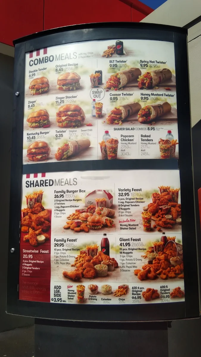 Menu, KFC Ingleburn