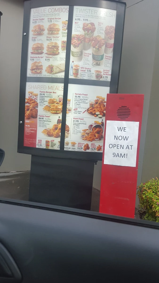 Menu, KFC Ingleburn