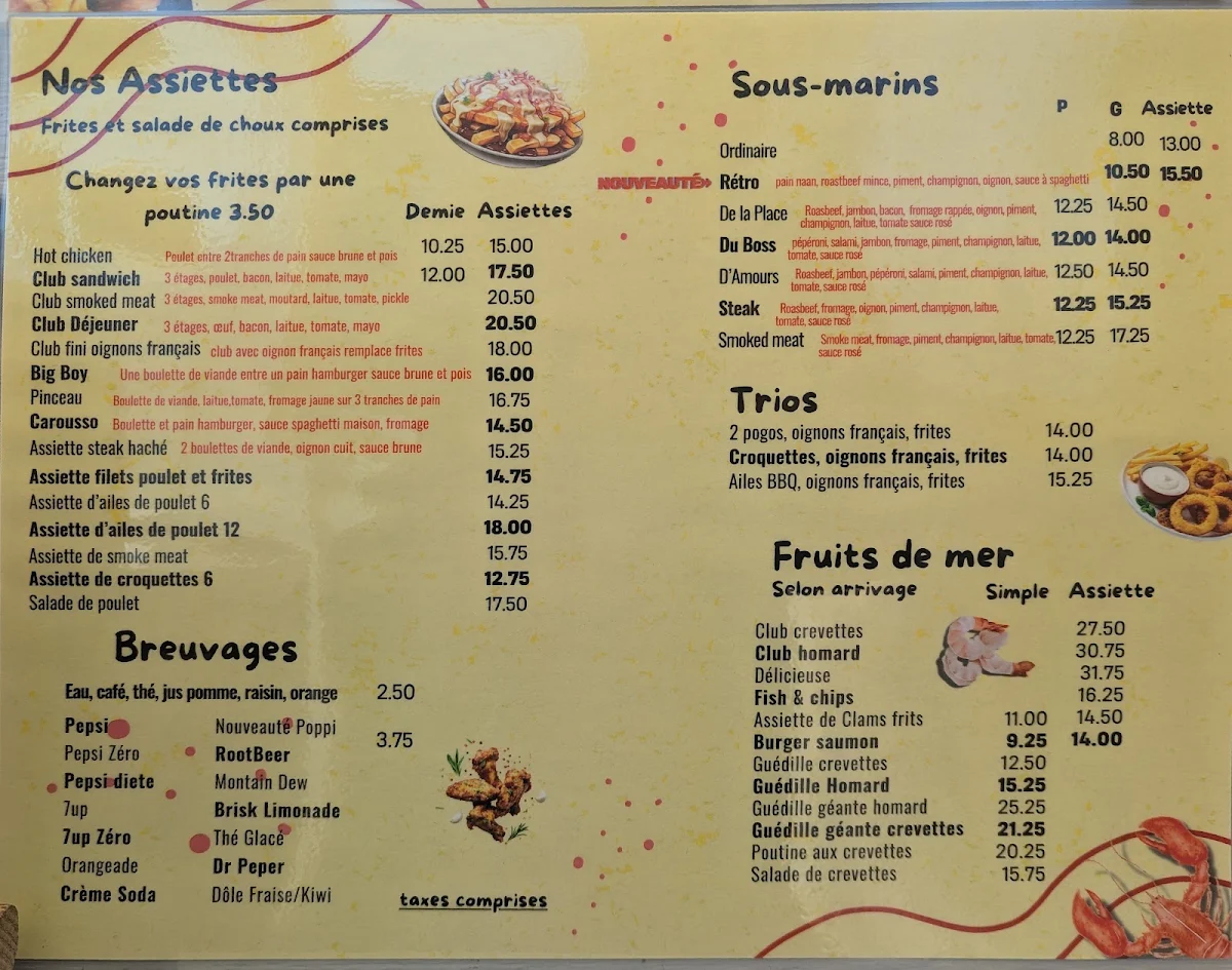 Menu, Cantine D'Amours
