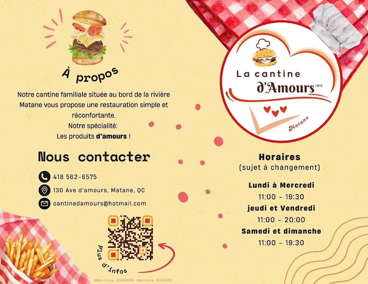 Menu, Cantine D'Amours