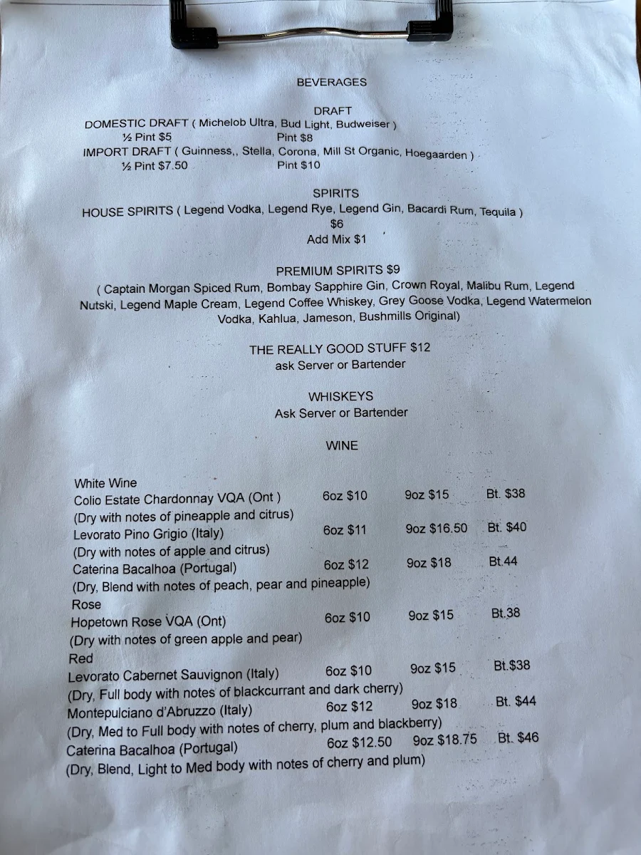 Menu, Shannon's Kitchen and Irish Pub