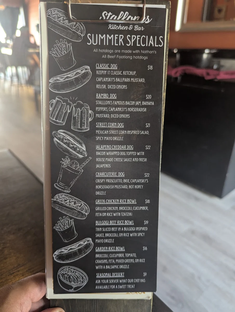 Menu, Stallones Kitchen + Bar