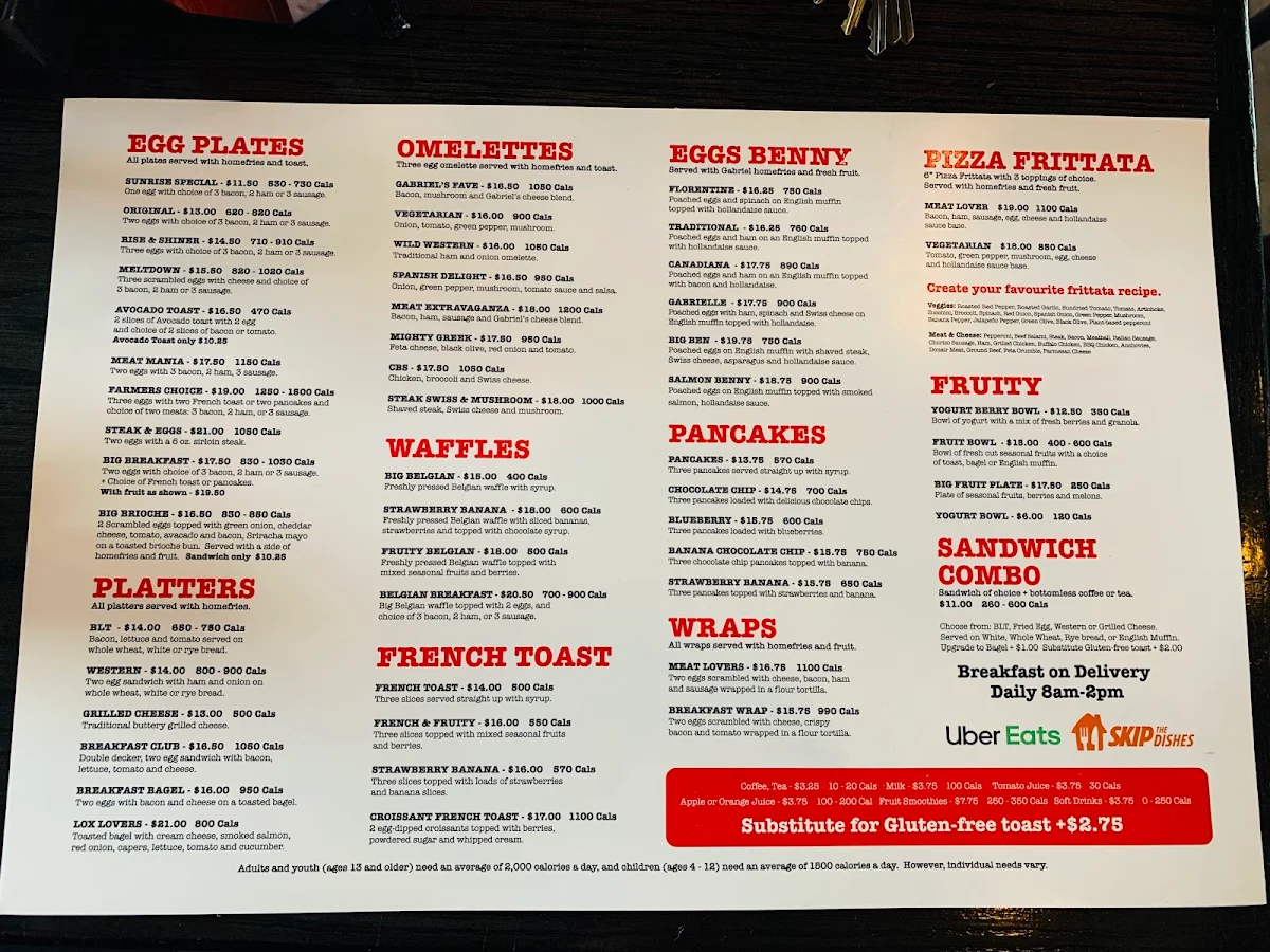 Menu, Gabriel Pizza