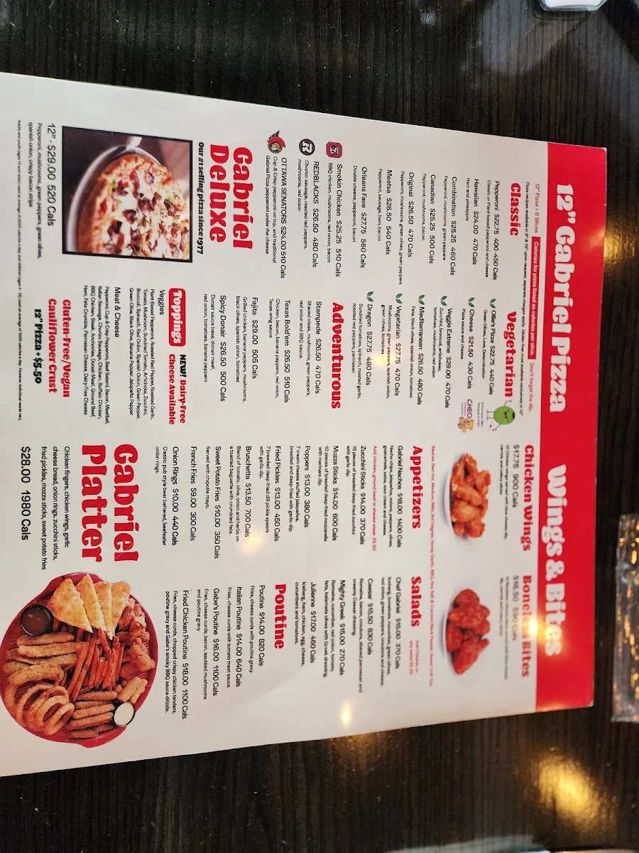 Menu, Gabriel Pizza