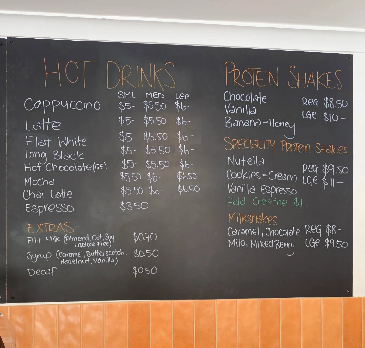 Menu, The Coffee Bar Medowie
