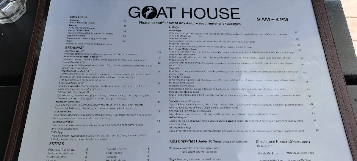Menu, Goat House