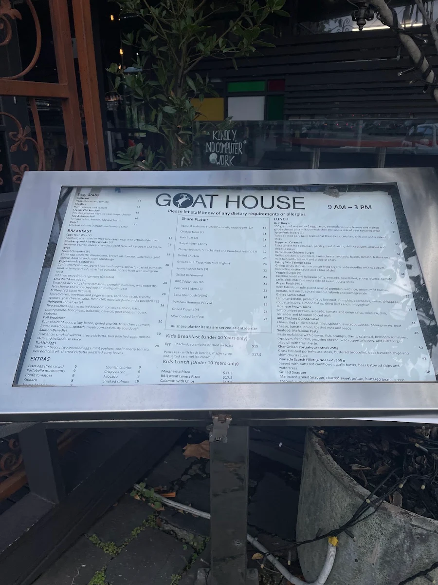 Menu, Goat House