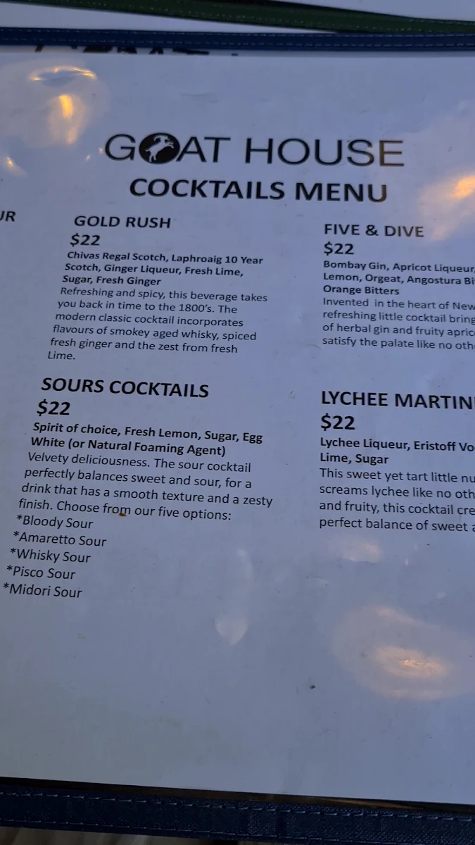 Menu, Goat House