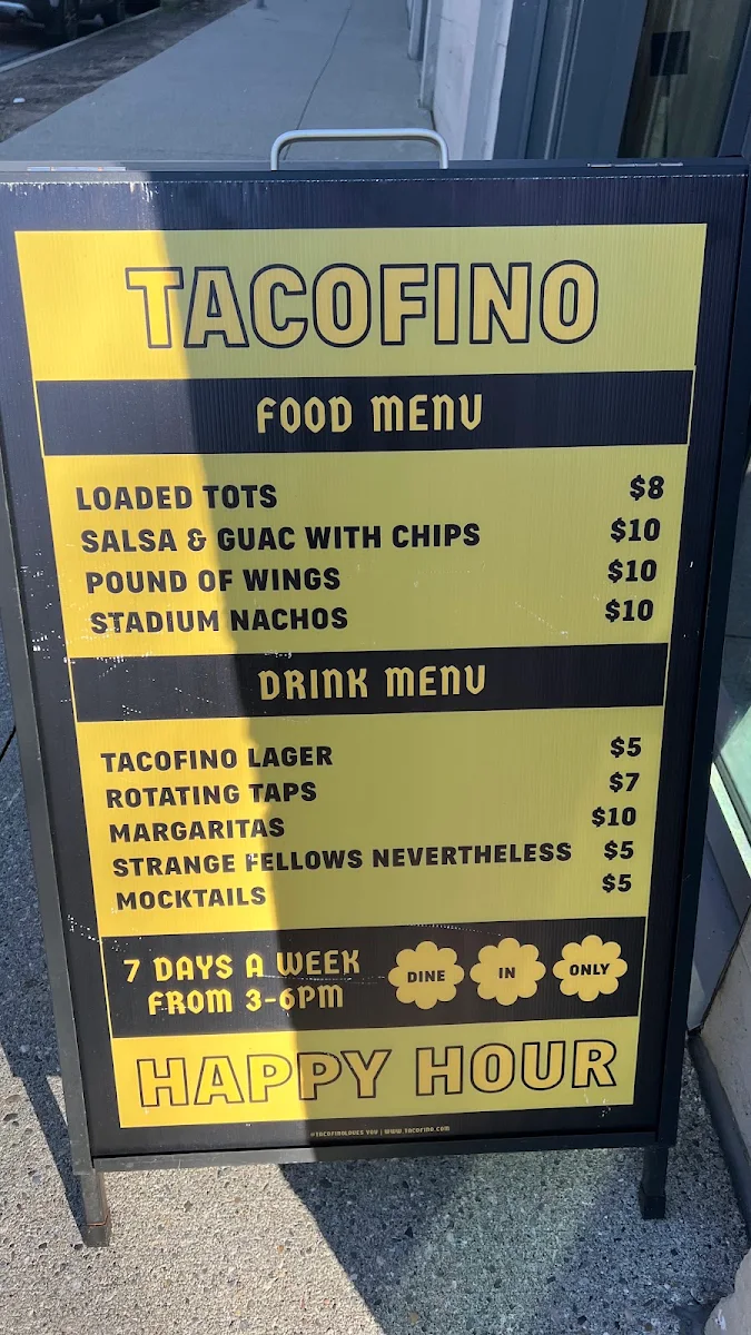 Menu, Tacofino Ocho (Mount Pleasant)