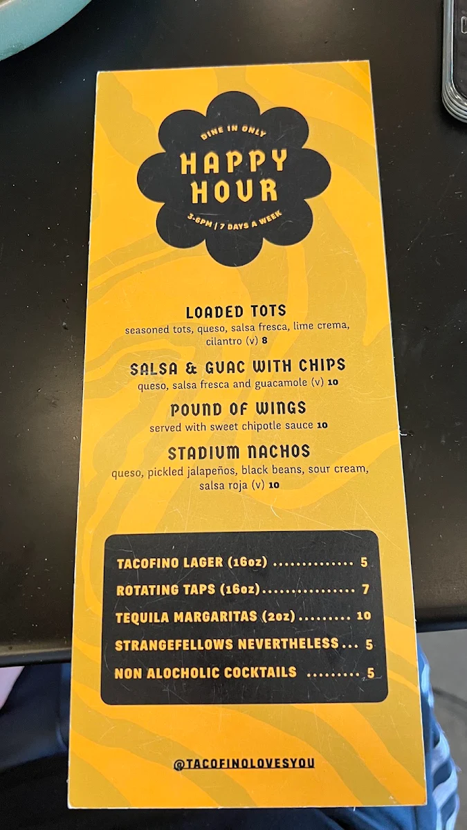 Menu, Tacofino Ocho (Mount Pleasant)