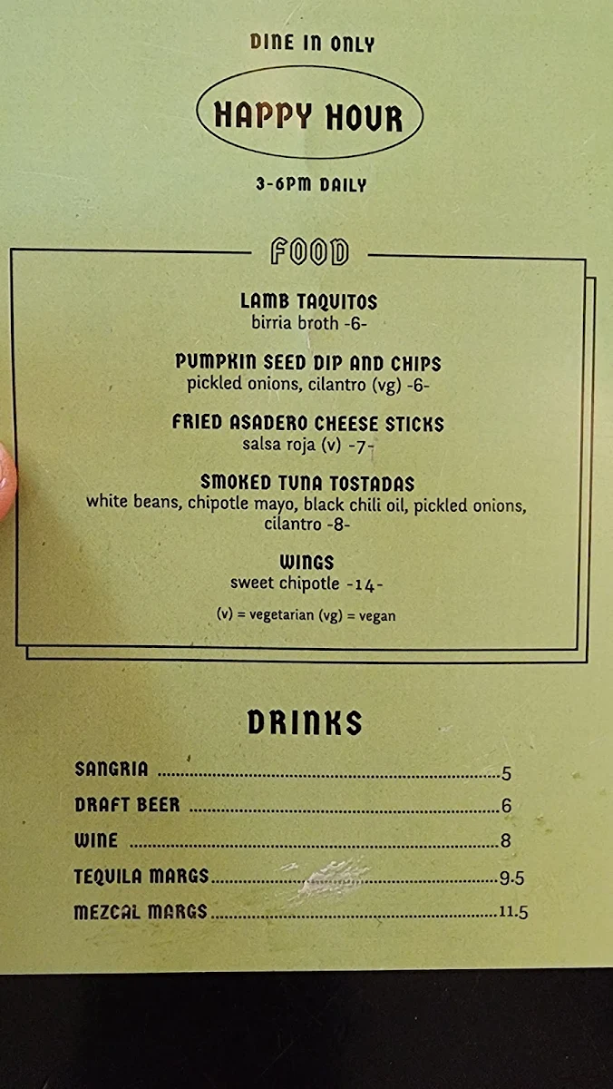 Menu, Tacofino Ocho (Mount Pleasant)