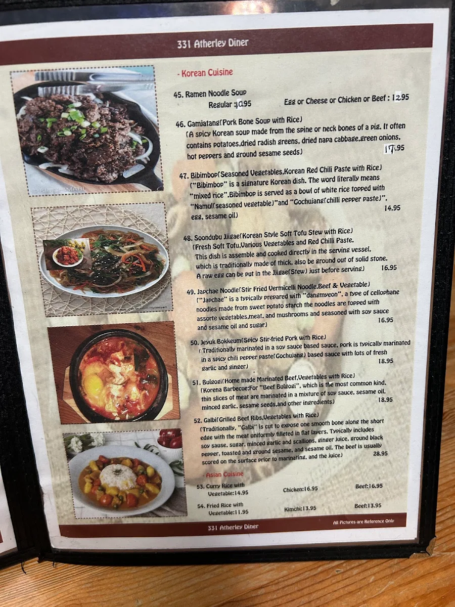 Menu, 331 Atherley Diner