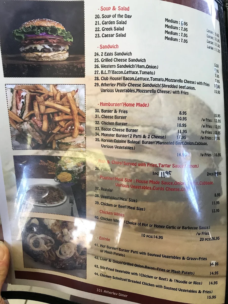 Menu, 331 Atherley Diner