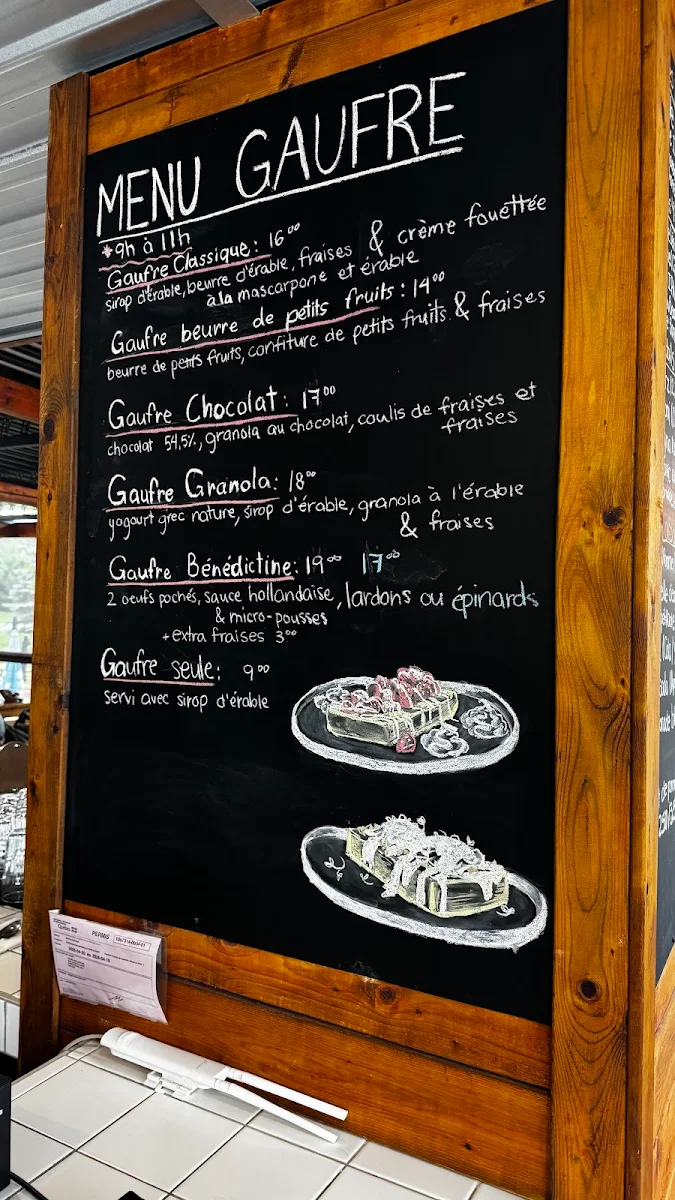 Menu, Comptoir à pizza Bleuetière Marland