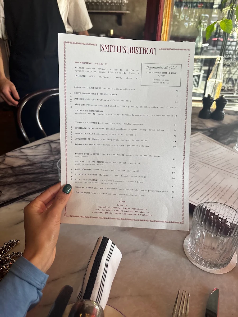 Menu, Smith St Bistrot