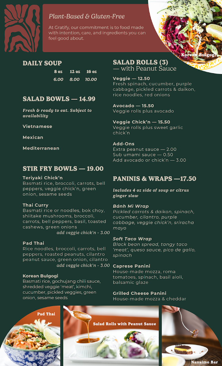 Menu, Gratify
