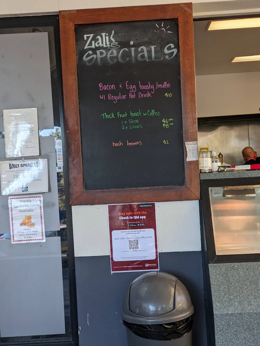 Menu, Zali's Cafe & Catering