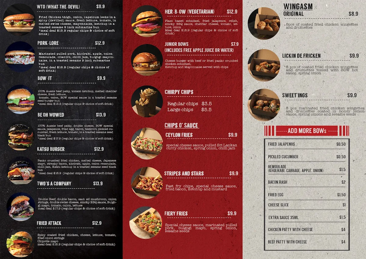 Menu, Buns On Wheels