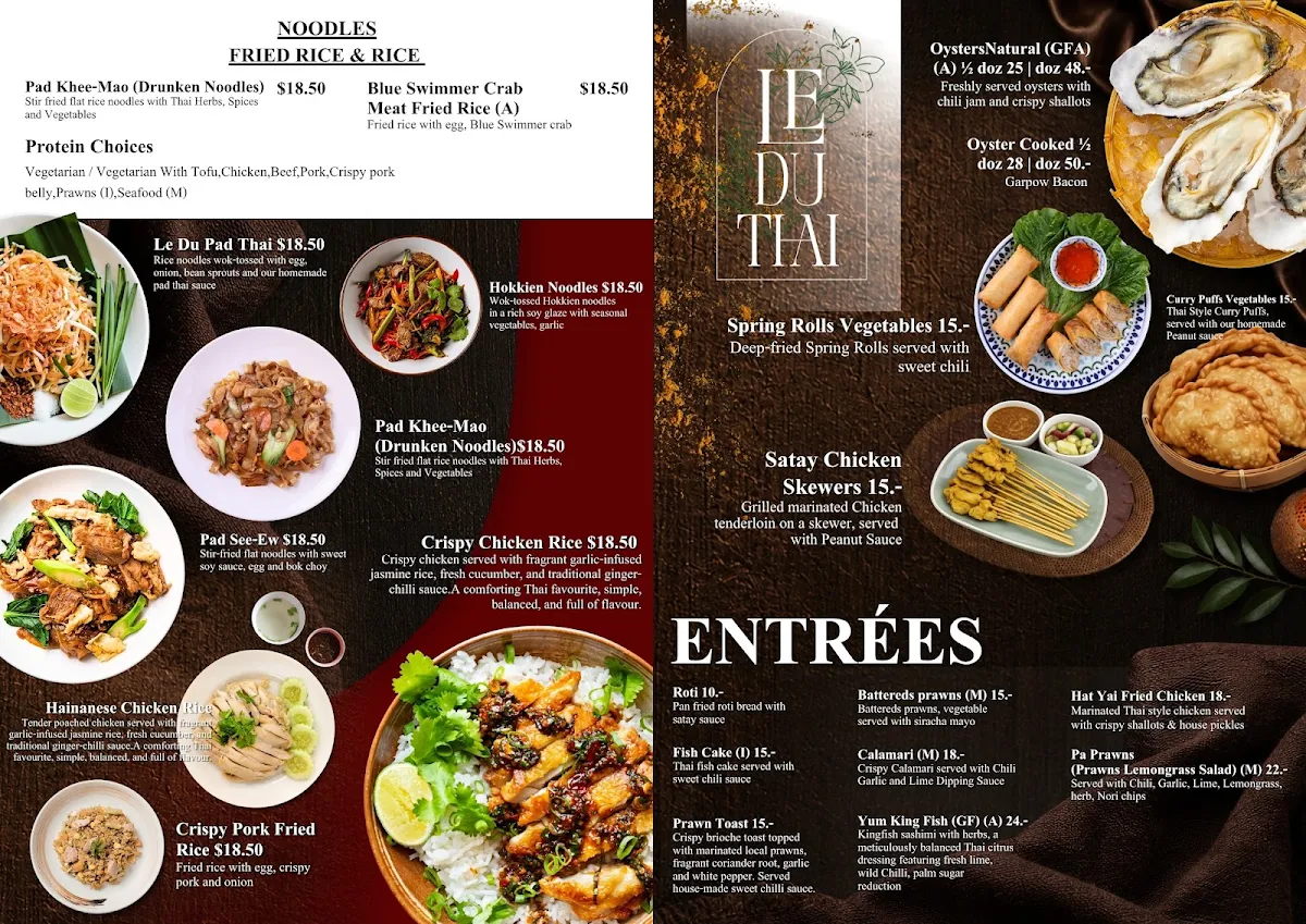 Menu, Le du thai (highton)