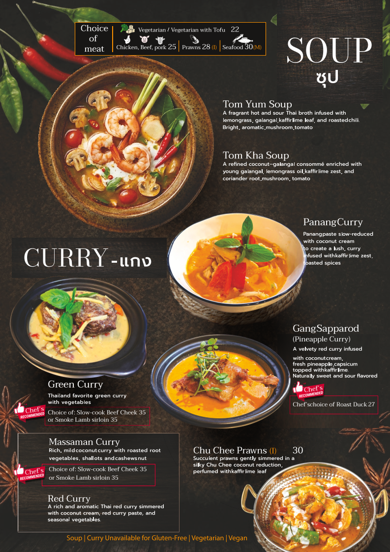 Menu, Le du thai (highton)
