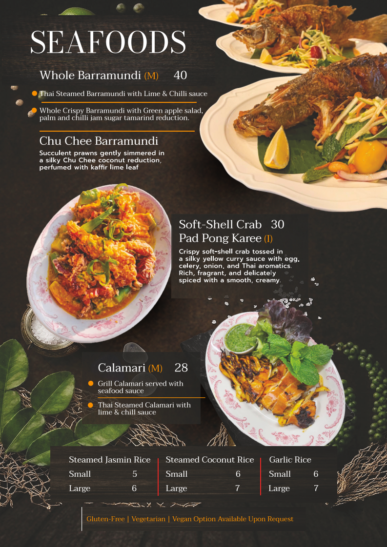 Menu, Le du thai (highton)