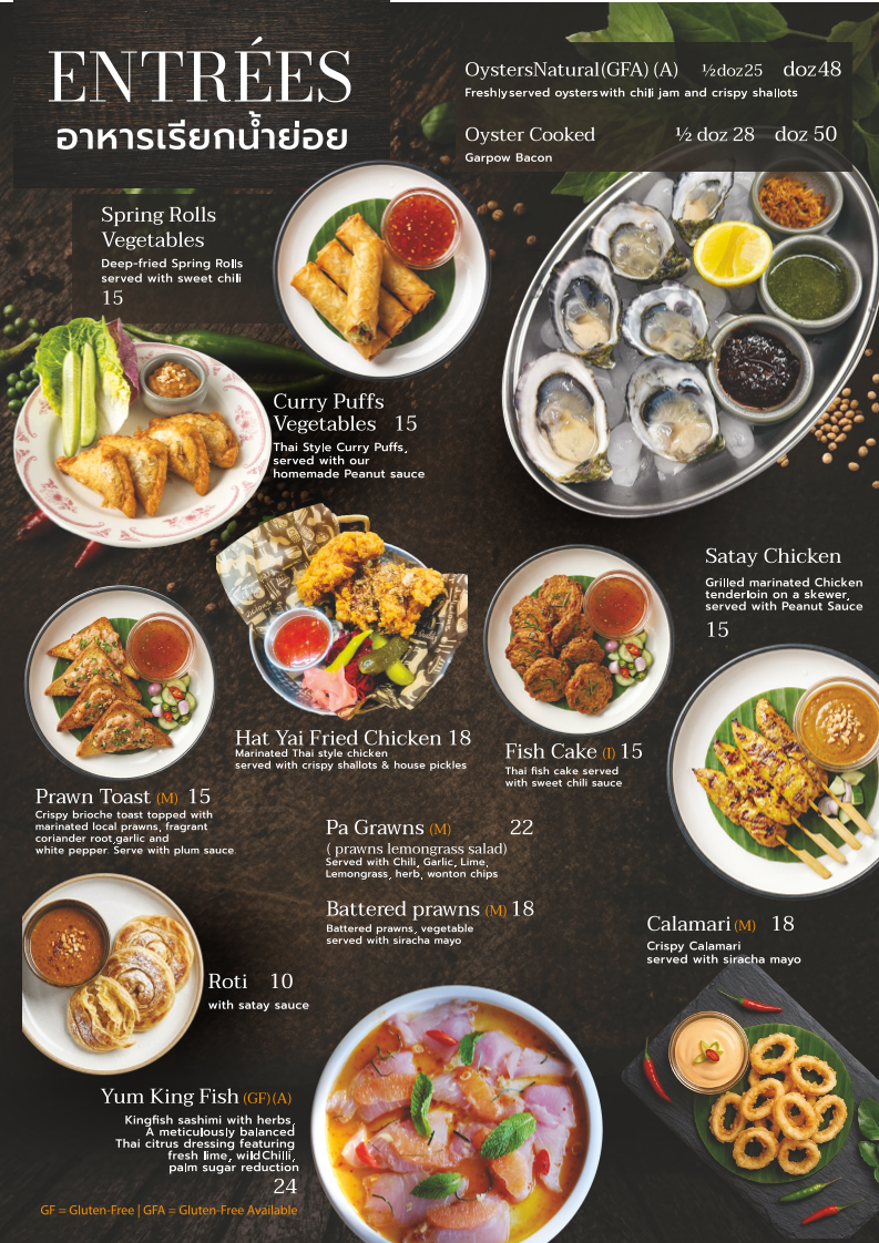 Menu, Le du thai (highton)