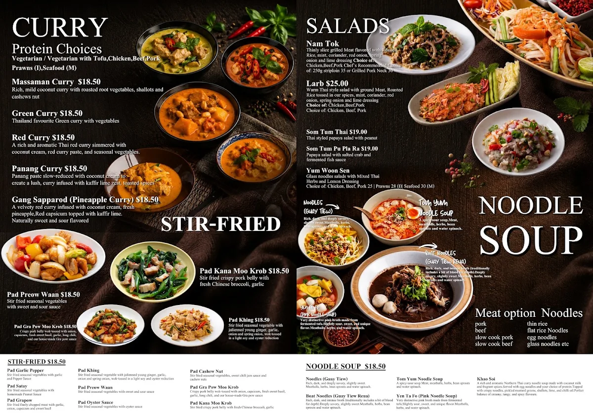 Menu, Le du thai (highton)