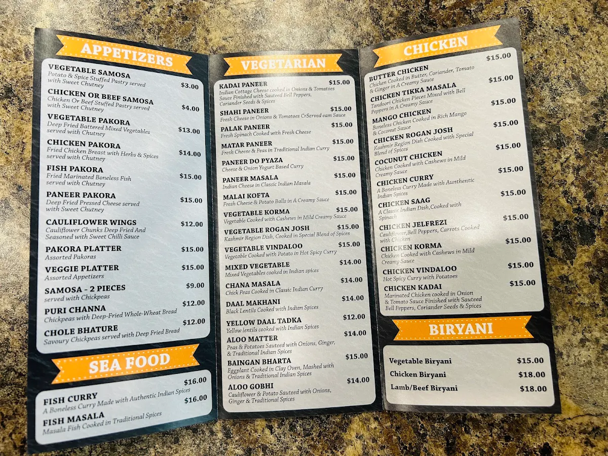 Menu, Summerland Indian Bistro & Pizza