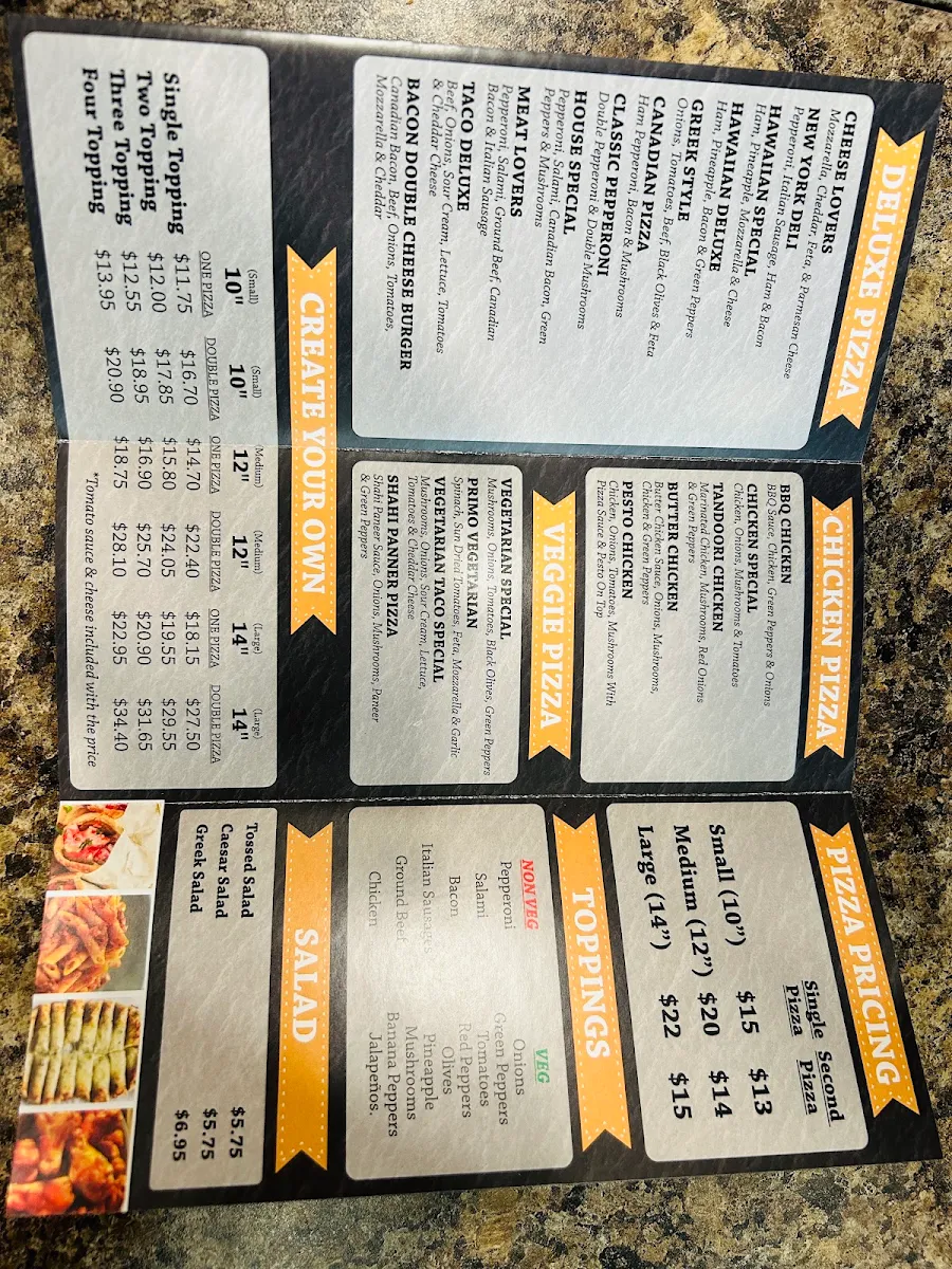 Menu, Summerland Indian Bistro & Pizza