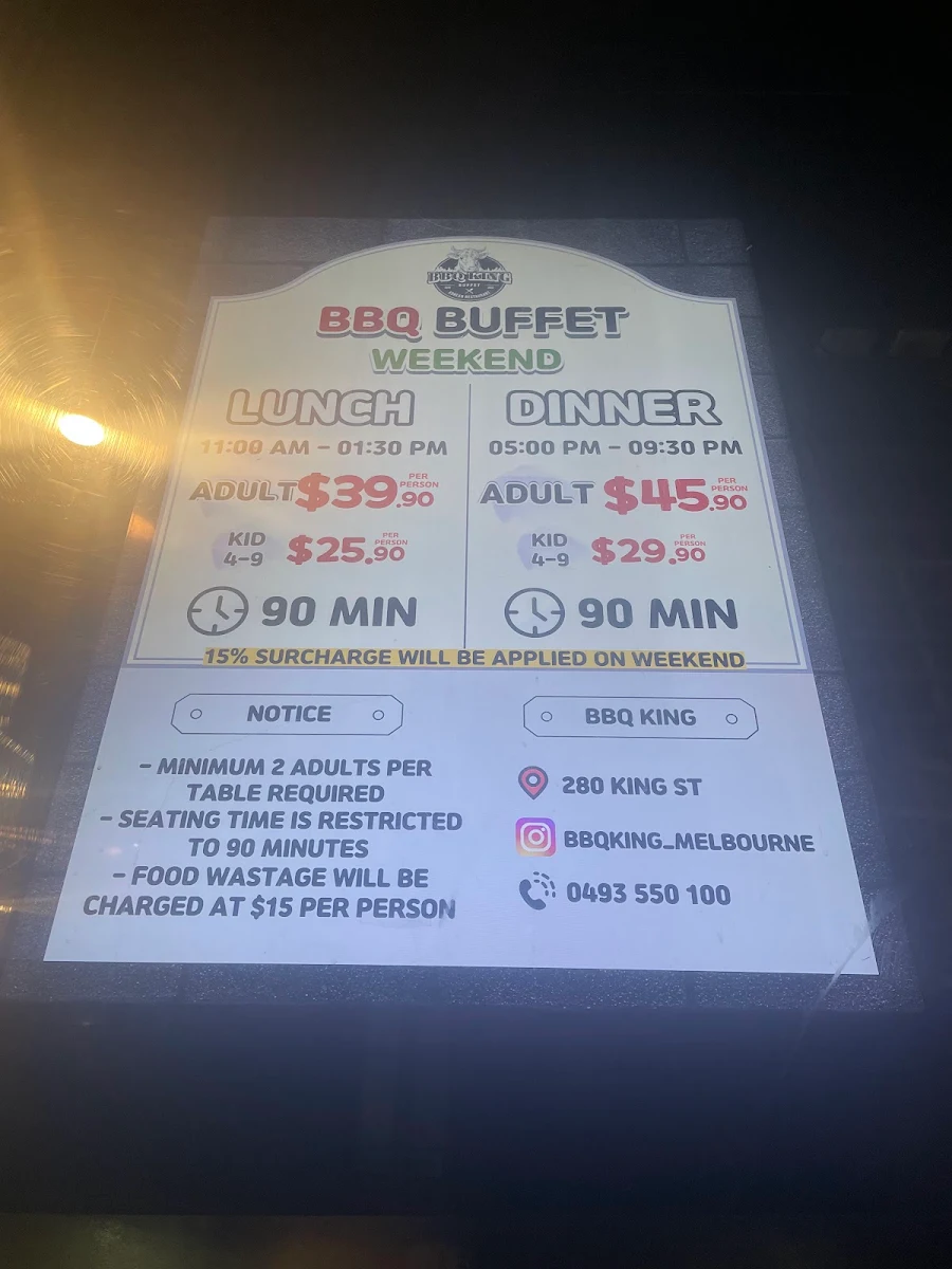 Menu, BBQ King