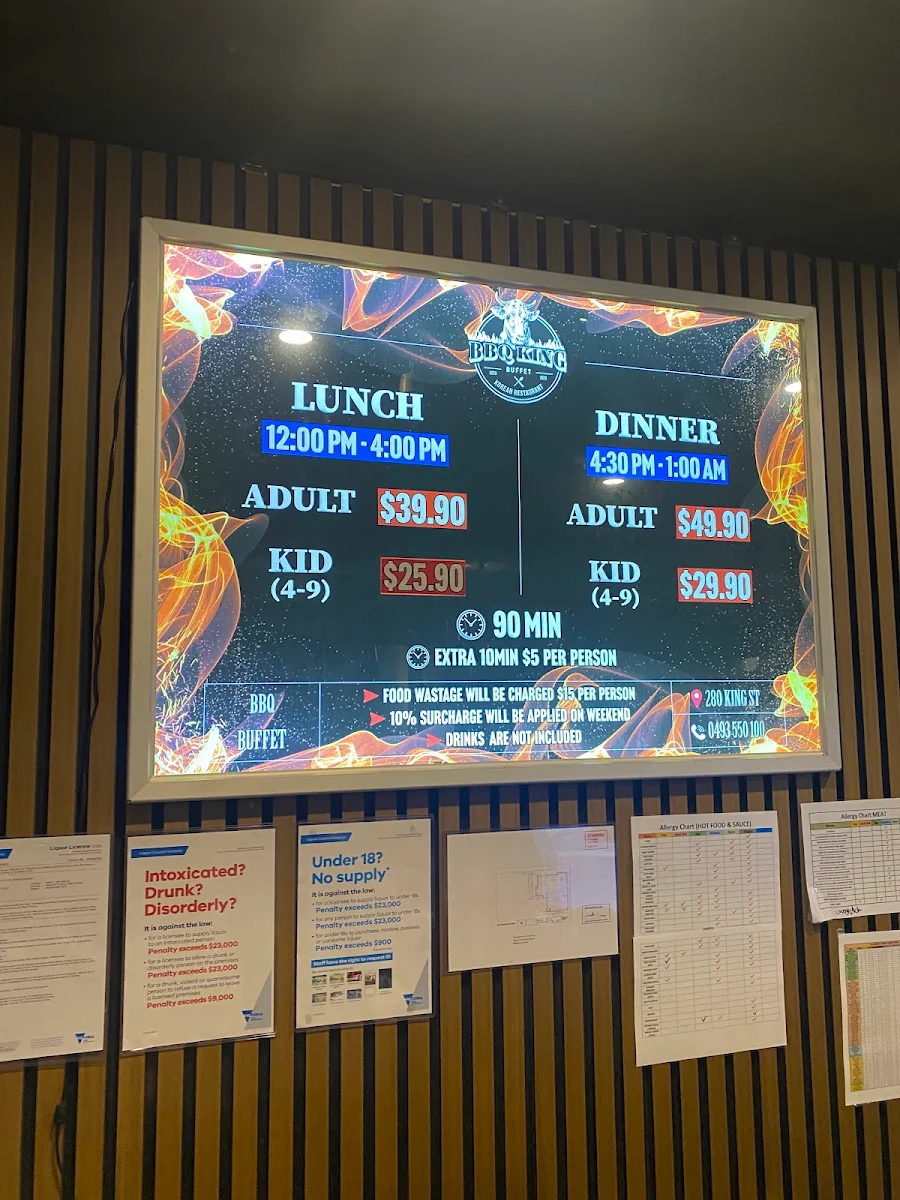 Menu, BBQ King
