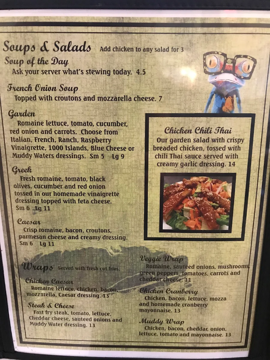 Menu, Muddy Waters Restaurant
