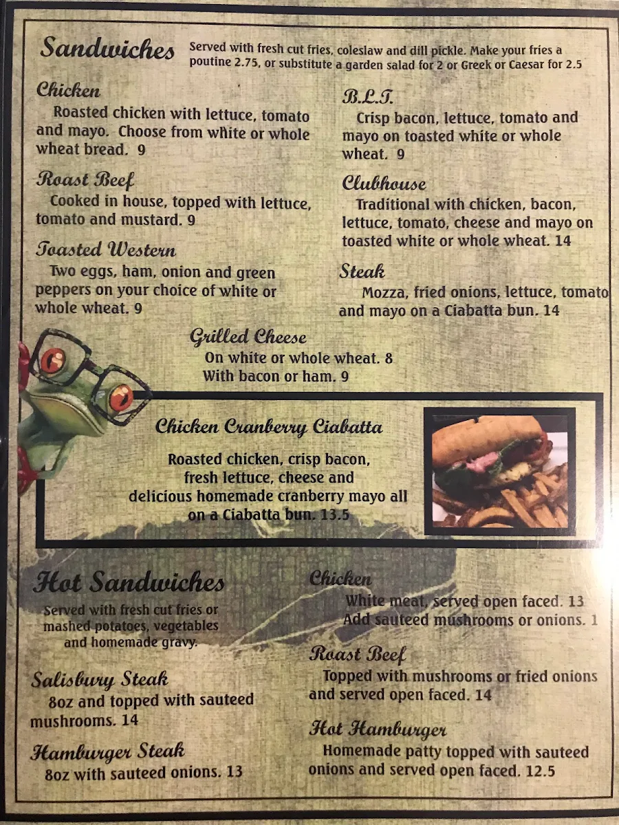 Menu, Muddy Waters Restaurant