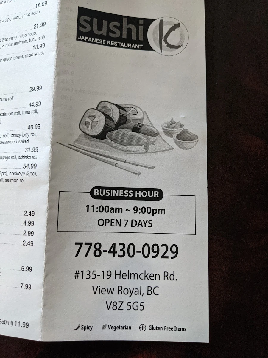 Menu, Sushi-K