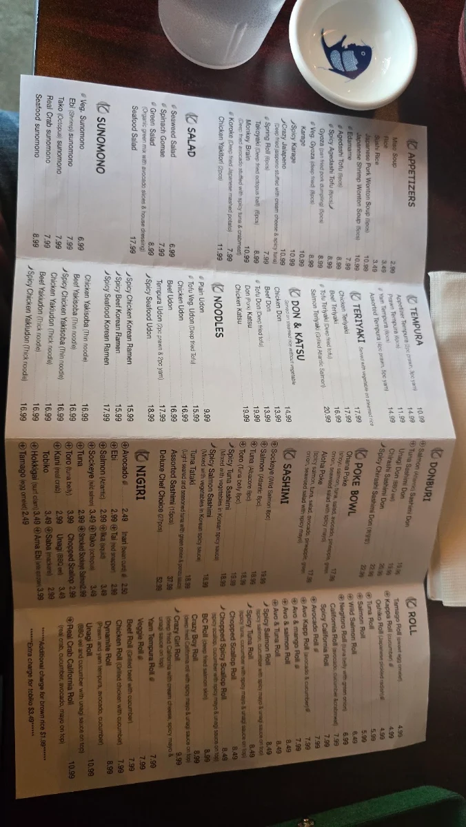 Menu, Sushi-K