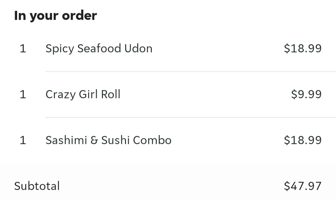 Menu, Sushi-K