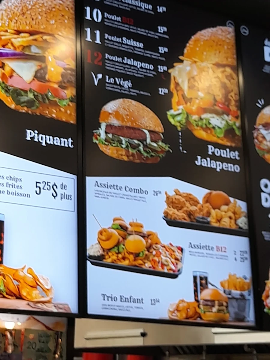 Menu, B12 Burger NDG