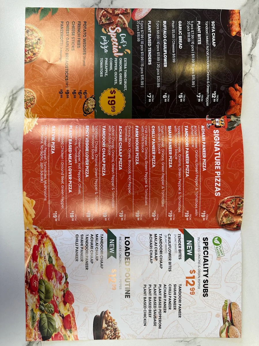 Menu, Mr. Singh's Pizza Woodstock