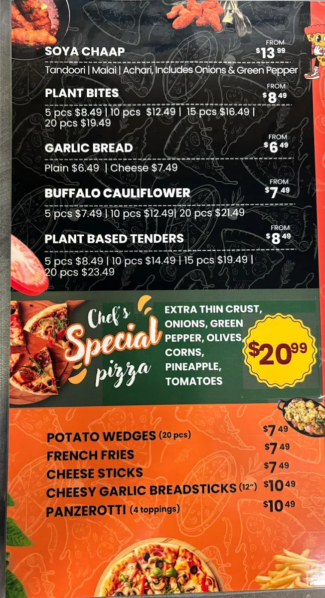 Menu, Mr. Singh's Pizza Woodstock