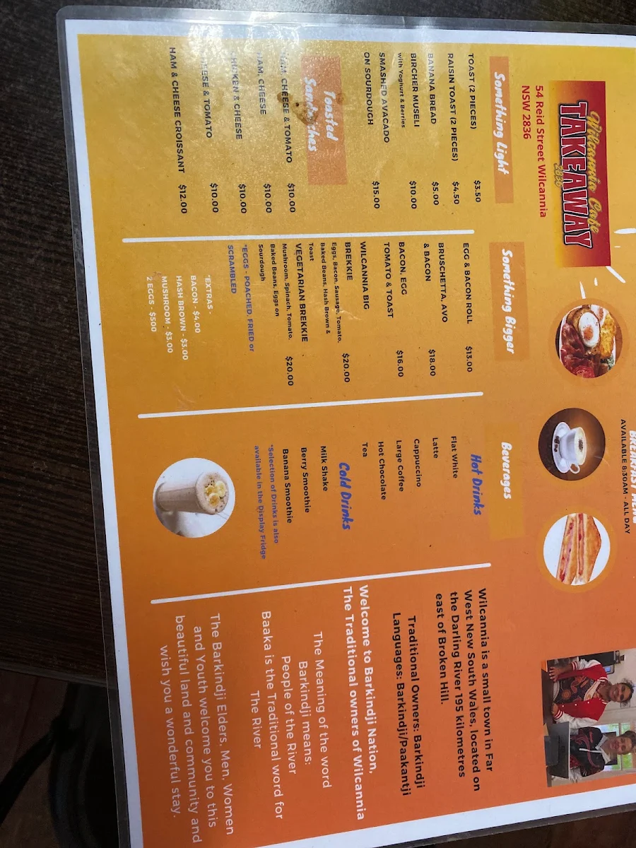 Menu, Wilcannia Cafe 2836