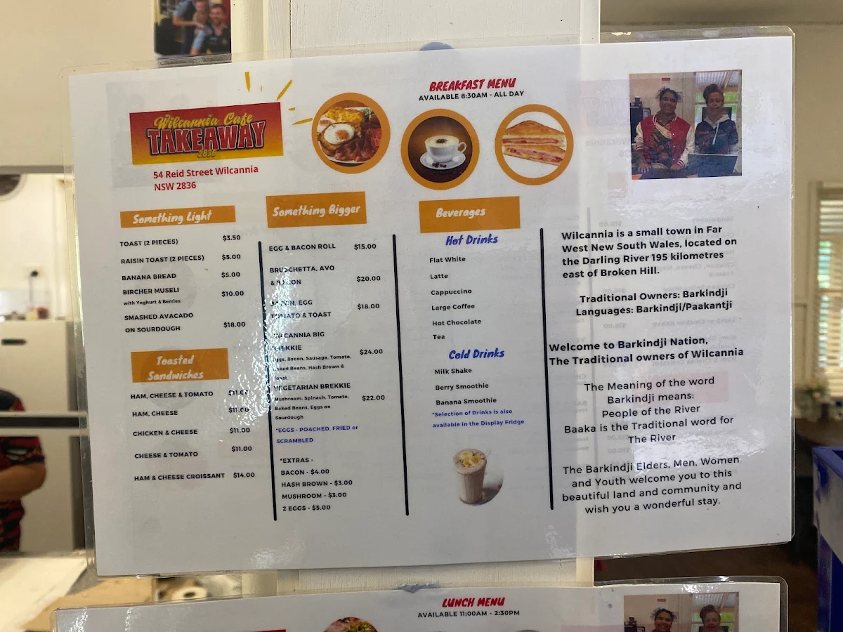 Menu, Wilcannia Cafe 2836