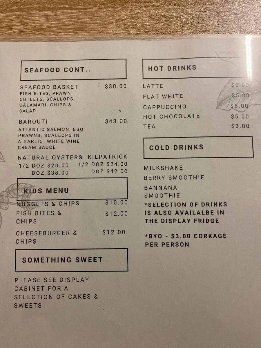 Menu, Wilcannia Cafe 2836