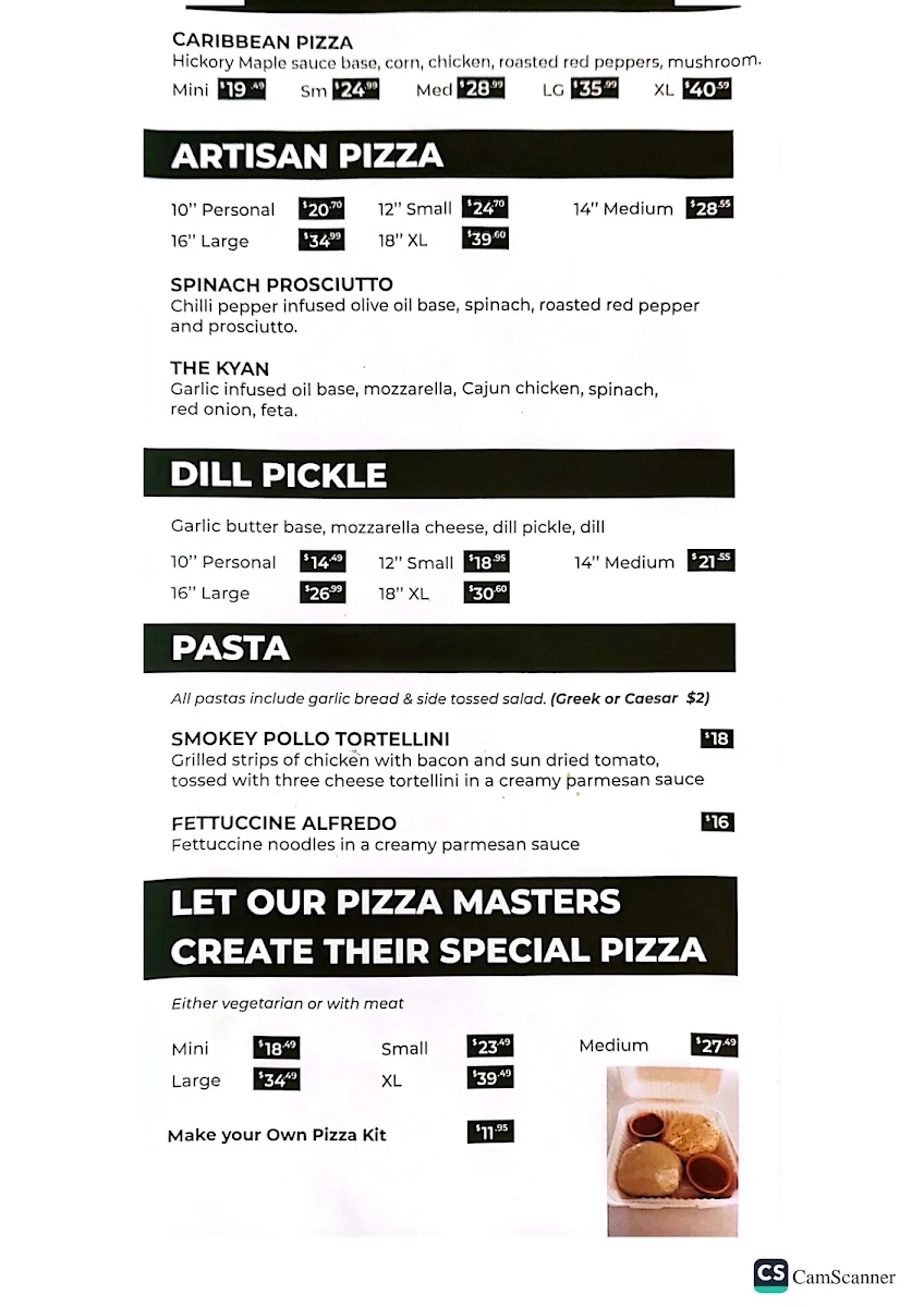 Menu, Rondo's Pizza Plus Bright's Grove