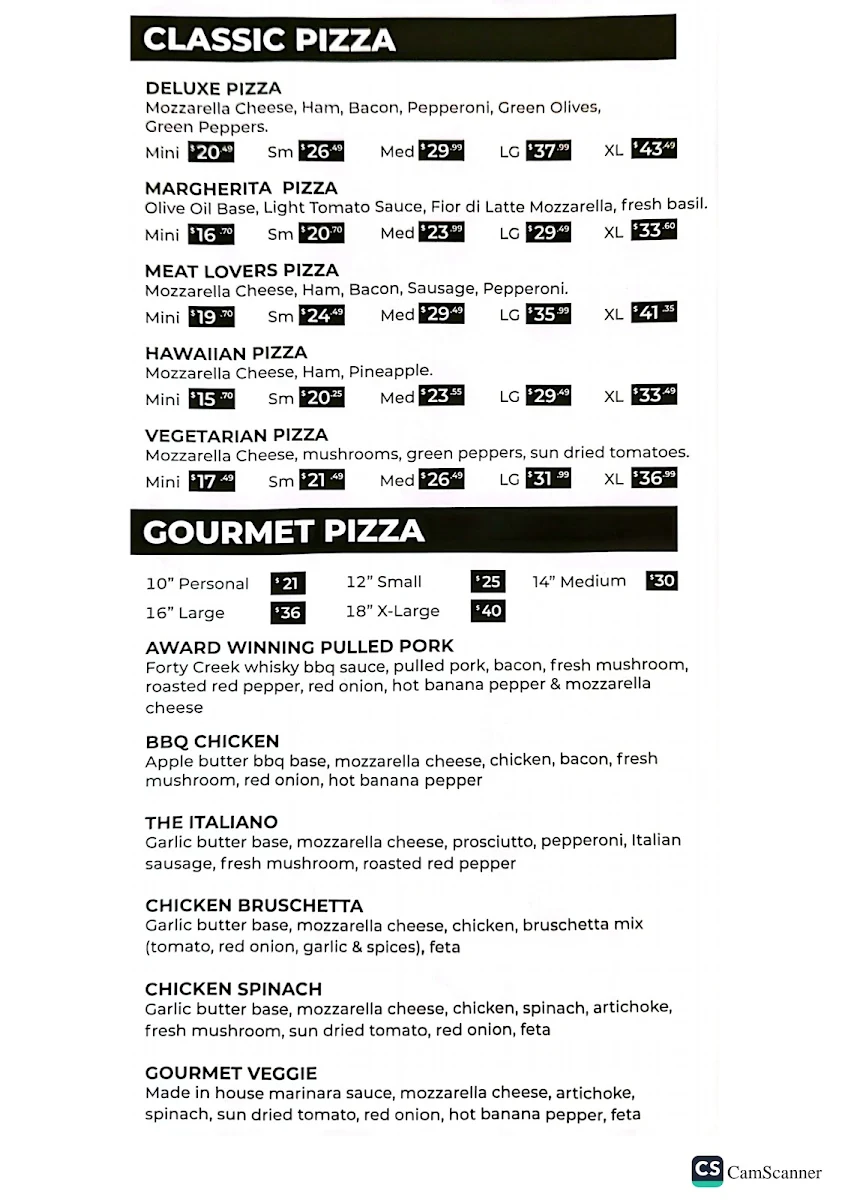Menu, Rondo's Pizza Plus Bright's Grove